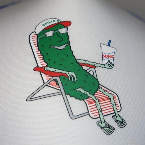 Sonic Drive In GRILLO'S PICKLES Hat Unreleased Promo Blue White Adjustable *NWOT - Picture 3 of 9